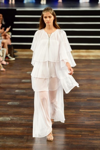 Marcel Ostertag zeigte auf der Mercedes-Benz Fashion Week Berlin seine 'luftige' Spring/Summer 2017 Kollektion (Photo by Thomas Lohnes/Getty Images)