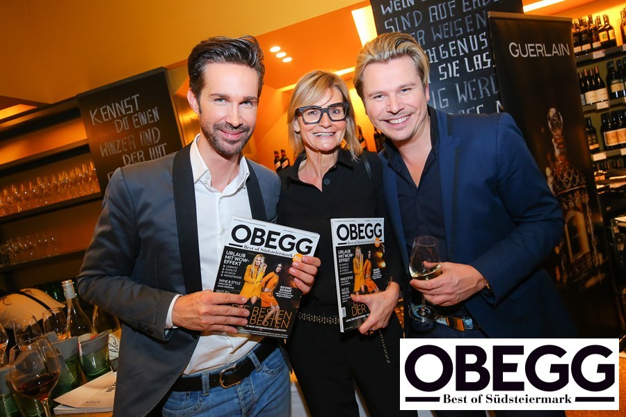Magazin-Herausgeber Michael Lameraner, Journalistin Hedi Grager und Adi Weiss bei der Präsentation des neuen Magazins OBEGG - BEST OF SÜDSTEIERMARK (Foto Moni Fellner)