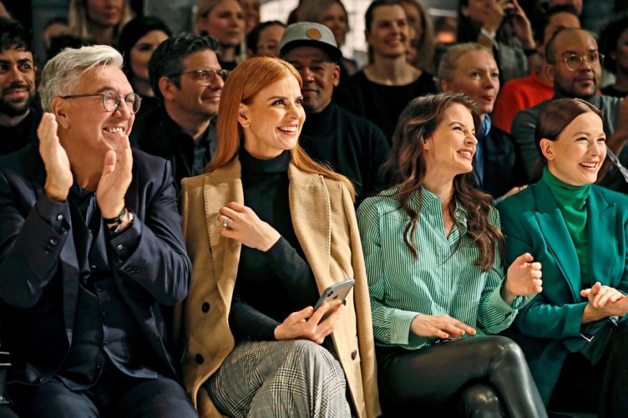 Marc Cain Show Berlin: Marc Cain-Gründer Helmut Schlotterer, Schauspielerinnen Sarah Rafferty, Yvonne Catterfeld und Hannah Herzsprung (Photo by Franziska Krug/Getty Images for Marc Cain)