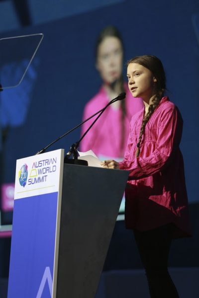 R20 Austrian World Summit 2019: Auch Klimaaktivistin Greta Thunberg rief zum Klimaschutz auf. (Foto R20 AWS)