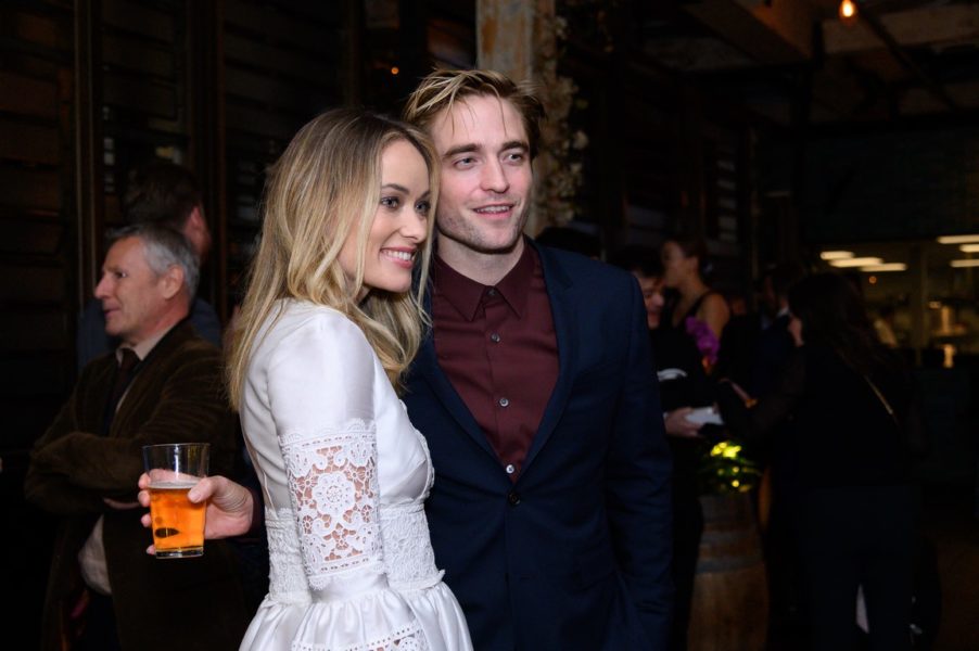 Olivia Wilde and Robert Pattinson attend the HFPA and The Hollywood Reporter’s celebration of the 2020 Golden Globe® Awards Season and the Unveiling of the Golden Globe Ambassador. Presented by Clarins, Britbox, Moët, and Icelandic Glacial. (HFPA Photographer)