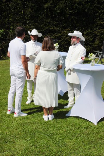 Fête Blanche hosted by APPLETINIES & ARIDO: Thomas Chappell and Jesse Raphael, ARIDO, and Robert and Andrea Preiner, Preiner Wein. (Photo Andrea Ruschka - Der Vierender)