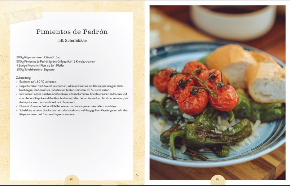 Auszug aus dem Kochbuch von Silvia Schneider. Pimientos de Padrón mit Schafskäse für den Sommer. (Foto Trauner Verlag)