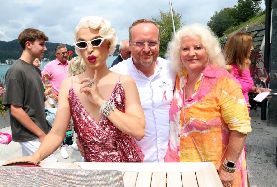 Pink Ribbon Party bei Hubert Wallner, Dellach am Wörthersee: DJane Tamara Mascara, Hubert Wallner und Marika Lichter. (Foto Daniel Raunig)
