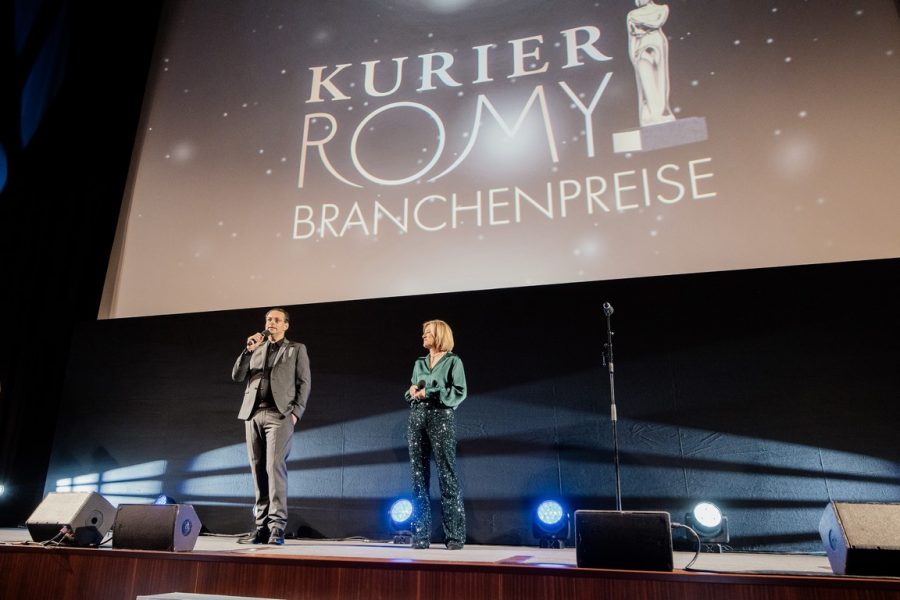 KURIER ROMY Branchenfest 2022: KURIER-Geschäftsführer Thomas Kralinger und KURIER-Chefredakteurin Martina Salomon. (Foto Romar Ferry)