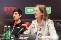 Comeback der ATP-Challenger-Tour in der Steiermark 2023 in Bad Waltersdorf. Bei der Pressekonferenz Landesrätin Barbara Eibinger-Miedl und Tennisspieler Sebastian Ofner. (Foto GEPA pictures / Christian Walgram)