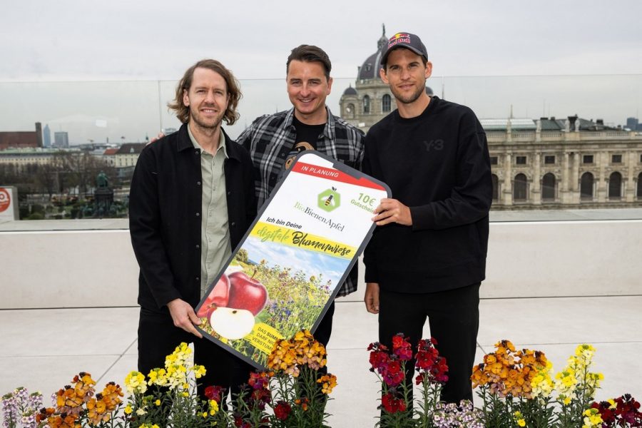 Präsentation der "Digitalen Blumenwiese" mit Sebastian Vettel, Andreas Gabalier und Dominic Thiem. (Foto Joerg Mitter)