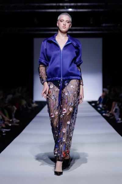 Marlen Sabetzer präsentierte bei der MQ Vienna Fashion Week 2023 ihre neue Kollektion marS - per.mettere: Model GNTM-Gewinnerin Lou-Anne. (Foto Thomas Lerch)