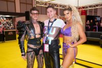 Stefan und Arno Krar stylten Erotik-Star Robert "Royal" Rottensteiner (re) für die VENUS Berlin. Im Bild Micaela Schäfer. (Photo by Tobias Dörer Photodesign)