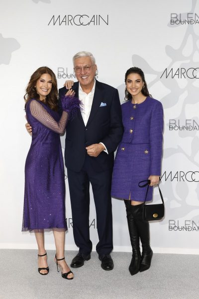 Helmut Schlotterer, Vorsitzender der Geschäftsführung, Gründer und Inhaber&nbsp;von Marc Cain, mit seinen Special Guests Actress Teri Hatcher und Tochter Emerson. (Foto Marc Cain) 