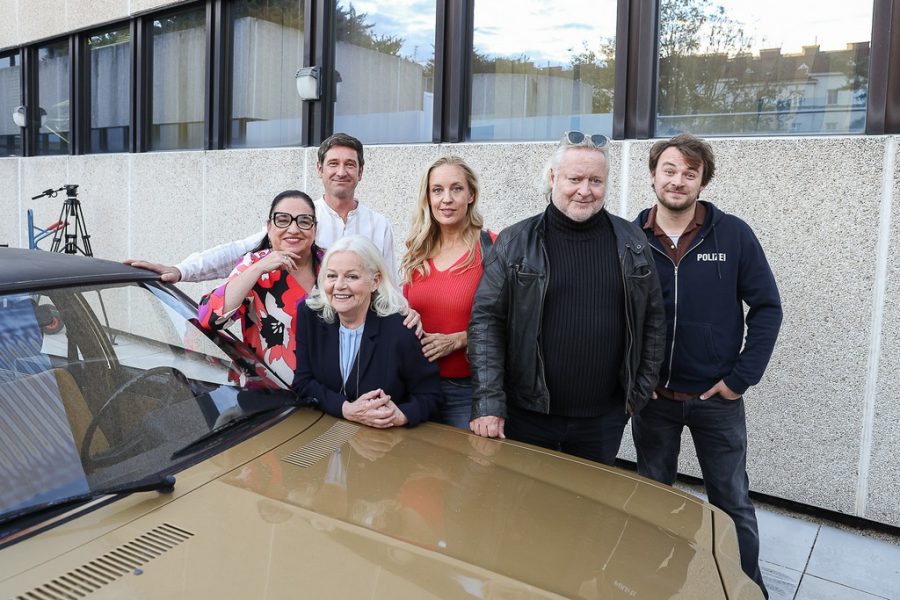 SOKO Donau: Maria Happel, Andreas Kiendl, Brigitte Kren, Lilian Klebow, Gregor Seberg und Max Fischnaller. (Foto SATEL / Monika Fellner)