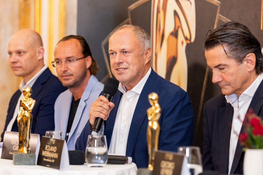 KURIER ROMY - Präsentation der Nominierten und neuen Kategorien: Michael Reisch, Mike Mayr-Reisch, Richard Grasl und Roland Weißmann. (Foto KURIER / Jürg Christandl)
