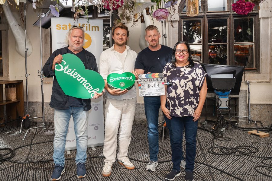 SOKO DONAU - Besuch am Set; Gregor Seberg, Max Fischnaller, Martin Gruber und Maria Happel. (Foto Robin Consult / Ekaterina Paller)