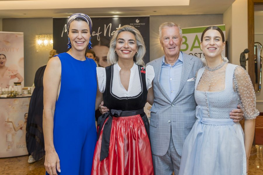 GW Cosmetics Beauty Lunch im Schloß Mönchstein in Salzburg. Topmodel Kerstin Lechner, Amra und Rainer Deisenhammer und Asmik Grigorian. (Foto Neumayer/Leopold)