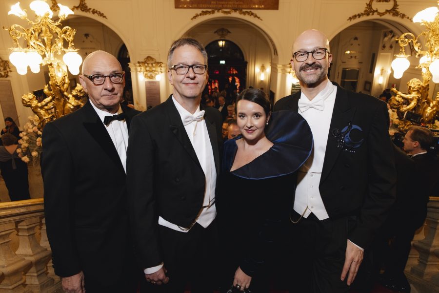 Organisationsteam der Opernredoute Graz: art + event Geschäftsführer Wolfgang Hülbing, Ulrich Lenz, Intendant der Grazer Oper, Maria Ohrenstein Projektleitung OPERNREDOUTE, und Bernd Pürcher, Gesamtkoordination OPERNREDOUTE. (Foto Kanizaj Photography)