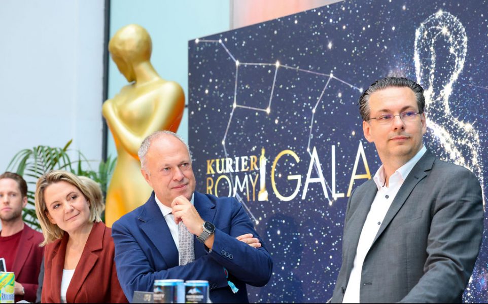 Die Nominierten für die KURIER ROMY 2026 wurden kürzlich im Rahmen einer Pressekonferenz in der Hofburg präsentiert: Stefanie Groiss-Horowitz, Richard Grasl, Georg Leyrer. (Foto KURIER)